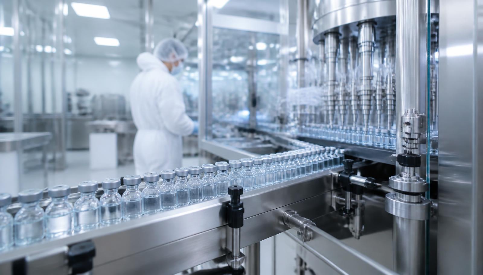 Automated vial filling in a diagnostic manufacturing clean room